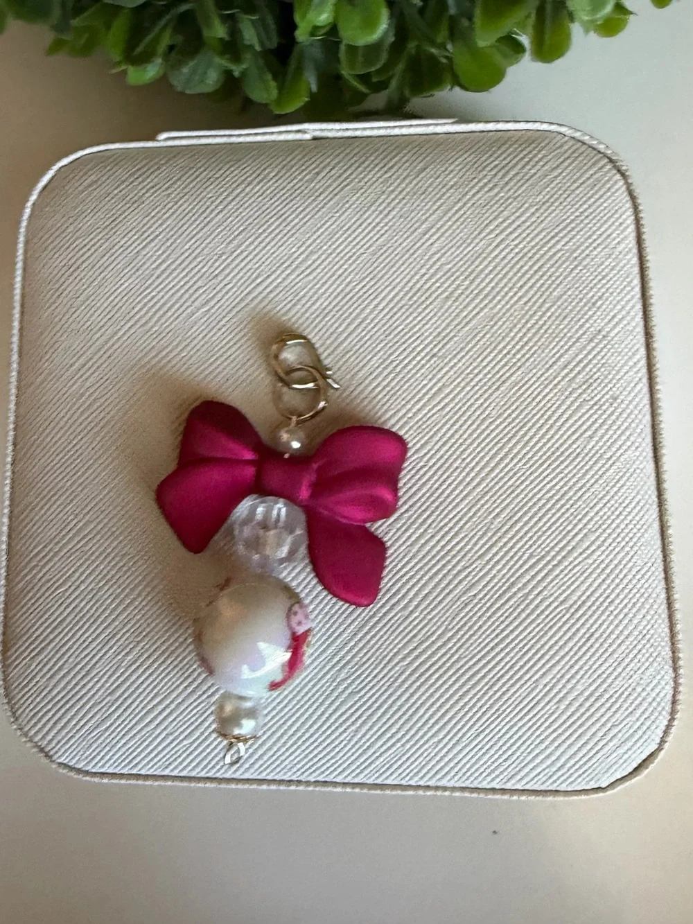 Strawberry shortcake Pink Bow Charm Pendant for Kids
